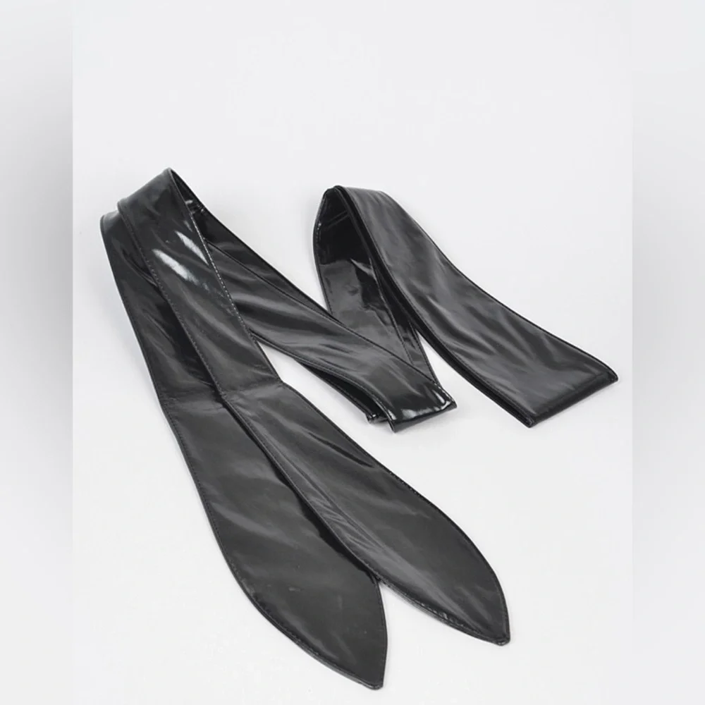 Metallic Vegan Leather Obi Statement Belt